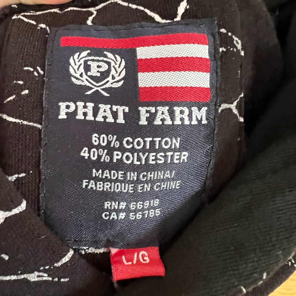 Phat Farm Hoodie Men's L Black Gold Drippin Savage Graphic Pullover Streetwear - Picture 8 of 13